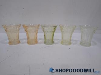 5 PC Orange/ Yellow Juice Glass Cup Set - Appears VTG No Brand