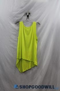 Vrana Women's Neon Yellow Tiered Asymmetrical Tank Top sz S