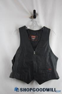 Interstate Leathers Women's Black Leather Moto Vest SZ 2X