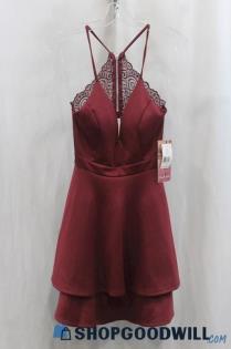 NWT Emerald Sundae Women's Maroon Fit & Flare Dress SZ M