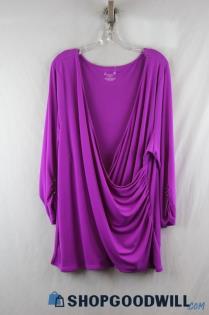 Lane Bryant Women's Magenta Surplice Long Sleeve Top sz 26/28