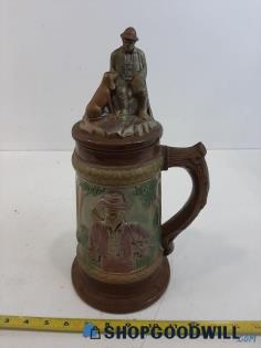 Hunter Themed Large Beer Stein With Detached Lid By Bill Moris