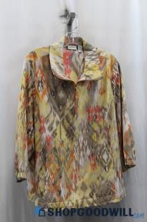 Chico's Womens Yellow/Gray Pattern 1/4 Zip Sweatshirt Sz XL