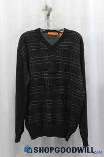 Sette Ponti Mens Black/White Gridline Knit Sweater Sz L