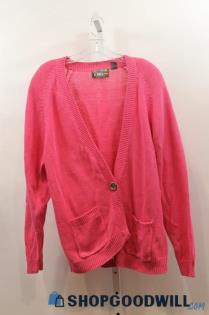 VTG Paris Sport Club Universal Women's Pink Long Sleeve Cardigan Sweater Sz M