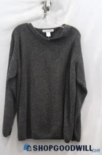 Geoffrey Beene Women's Gray Heathered V-Neck Long Sleeve Sweater sz L