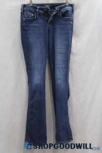 Silver Jeans Women's Blue Dark Washed Mid-Rise Bootcut Jean sz 28x33