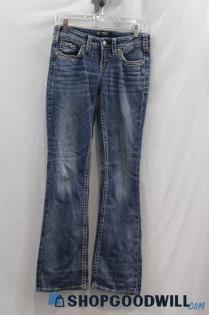 Silver Jeans Women's Blue Weathered Low-Rise Bootcut Jean sz 25