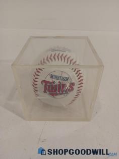 Rawlings MN Twins Signed Baseball in Cube Case