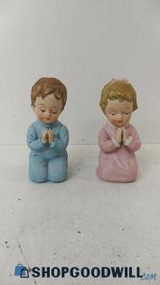 Vintage Brinn Porcelain/Ceramic Praying Boy & Girl Figurines T-2012 Approx 5"