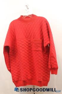 VTG Melbourne Country Women's Red Quilted Turtleneck Long Sleeve Sweater Sz M