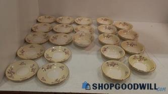 22pc Homer Laughlin Lot Eggshell Nautilus Apple Blossom Plates Bowl PU ONLY