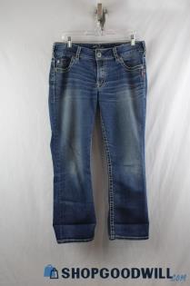 Silver Jean Women's Dark Blue Suki Capri Jean SZ 33