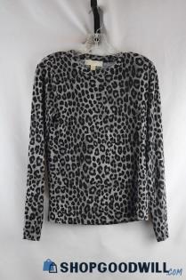 Michael Kors Women's Gray Leopard Print Shirt Sz S