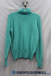 NWT &merci Women's Teal Ribbed Turtleneck Sleeve Knit Sweater sz M