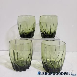 4 PC Fern Green Glasses Old Fashioned Appear Vintage Anchor Hocking Central Park