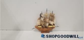 Vintage Wood Model Ship w/ Stand