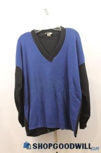 VTG Sostanza Women's Blue & Black V-Neck Long Sleeve Sweater Size M