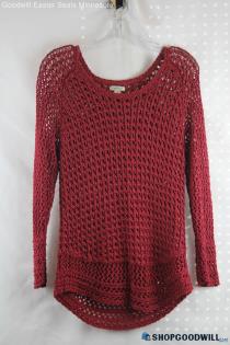 Lucky Brand Women's Maroon Loose Knit Sweater sz M