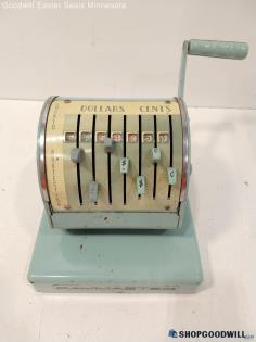 Paymaster Teal Green Check Stamper Machine Repeater & Locking Works