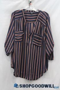 Torrid Women's Navy/Pink Striped Blouse SZ 18/20