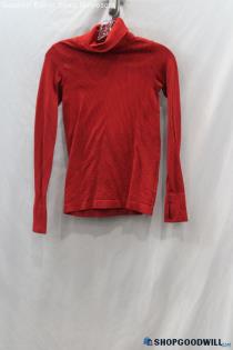 Athleta Women's Red Ribbed Turtleneck Long Sleeve Sweatshirt - Size XS