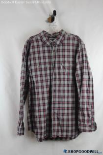 Carhartt Men's Red/Navy Lightweight Plaid Flannel Long Sleeve - Size XL