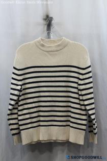 Zara Womens Ivory/Navy Stripe Knit Sweater Sz 11/12