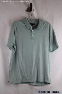 Michael Kors Men's Blue/White Polka Dot Short Sleeve Polo Shirt - Size M