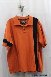 Harley Davidson Mens Orange/Black Polo Shirt Sz L