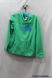 The North Face Women's Green/Blue Logo Graphic Fleece Lined Hoodie - Size L