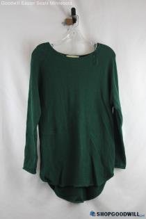 Michael Kors Women's Forest Green Side Zip Knit Long Sleeve T-shirt - Size S