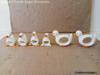 6pc Mixed White Ducks Napkin Rings Unbranded Porcelain/Ceramic