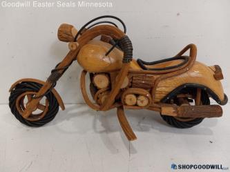 Handmade Wooden Motorcycle Sculpture Made in Thailand