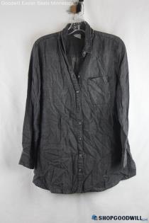 Chico's Women's Charcoal Gray Long Sleeve Button Up Shirt - Size 8/10