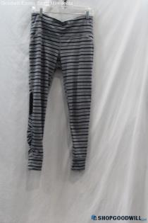 Athleta Women's Gray/Black Striped Vented Leggings - Size M