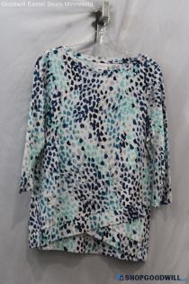 Chico's Women's White/Blue Long Sleeve T-Shirt Sz M