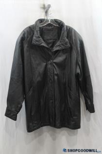 VTG Jacqueline Ferrar Mens Black Leather Button Jacket - Size M