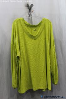 Lane Bryant Womens Green Yellow Waffle Sweatshirt Sz 22/24