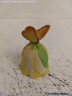 Vintage Lefton China Multi-Colored Green Ceramic Hand Painted Butterfly Bell