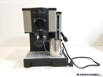 Mr. Coffee Silver/Black Ecmp10 Pump Espresso & Cappuccino Maker Powered on