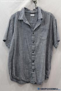 Columbia Men's Blue/Gray Heathered Lightweight Collared Button Up - Size XL