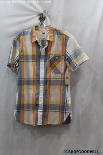 NWT Levi's Men's Blue/Orange Plaid Button Up Shirt - Size M