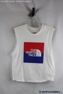 The North Face Women's White Graphic Muscle Tank Top - Size M