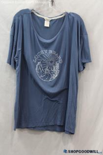 Lucky Brand Women's Blue/White Graphic Loose Fit T-shirt - Size XL