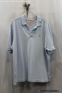 Tommy Bahama Mens Blue/White Stripe Tech Polo Shirt Sz L