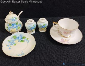 Lefton Forget Me Not White Porcelain 8 Piece China Set