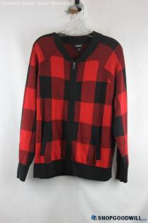 Torrid Women's Black/Red Plaid Full Zip Sweater - Size L