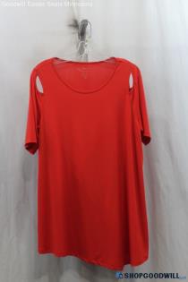 Chico's Womens Red Cold Shoulder Blouse Sz L