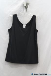 Chico's Women's Black Lightweight Satin Loose Fit Tank Top sz M/8